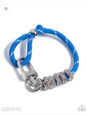 Refulgent Resort Paparazzi Blue Rope and Sparkle Ring Bracelet